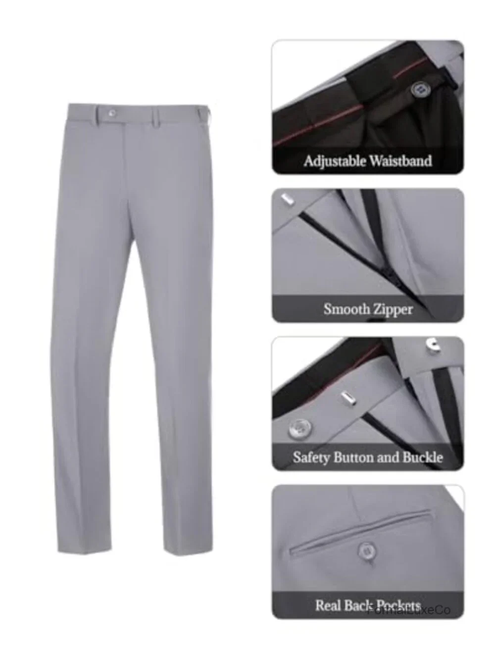 Men's 2-Piece Slim Fit Suit Set with V-Neck Vest & Adjustable Pants - Wedding
